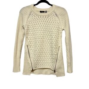 Dex‎ Clean Girl Ivory Cable Knit Sweater Womens Size S Minimalist Streetwear